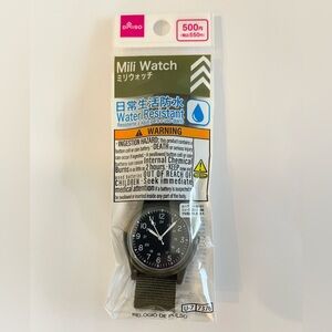 Daiso Japan Mili Watch Khaki Olive Green Color Military-Style New